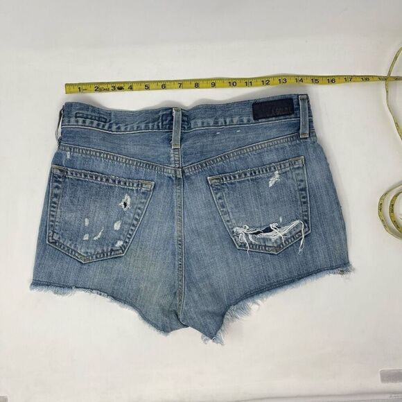 Agolde Blue Light Wash Distressed Denim Cut Off Jean Shorts Size 24 - Picture 2 of 6
